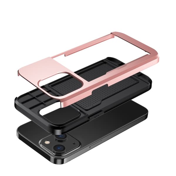 SKALO iPhone 14 Plus Armor Cover kortholder - Rosa guld