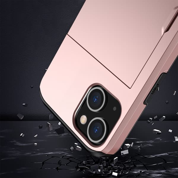 SKALO iPhone 14 Plus Armor Cover kortholder - Rosa guld