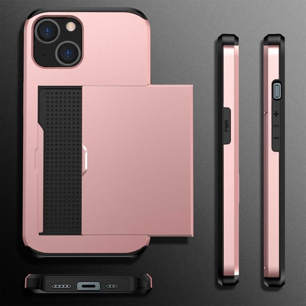 SKALO iPhone 14 Plus Armor Cover kortholder - Rosa guld