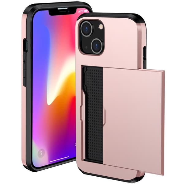 SKALO iPhone 14 Plus Armor Cover kortholder - Rosa guld
