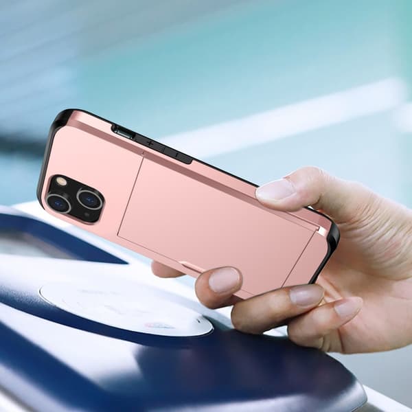 SKALO iPhone 14 Plus Armor Cover kortholder - Rosa guld
