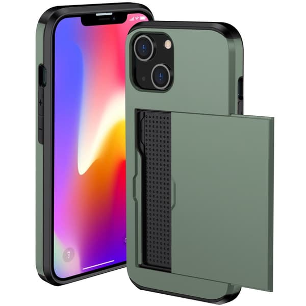 SKALO iPhone 14 Plus Armor Cover kortholder - Grøn