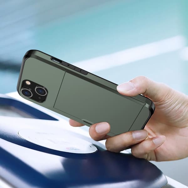 SKALO iPhone 14 Plus Armor Cover kortholder - Grøn