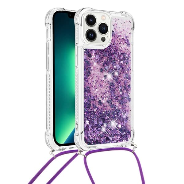 SKALO iPhone 14 Pro Kvicksand Glitter Mobile Collar - Lilla