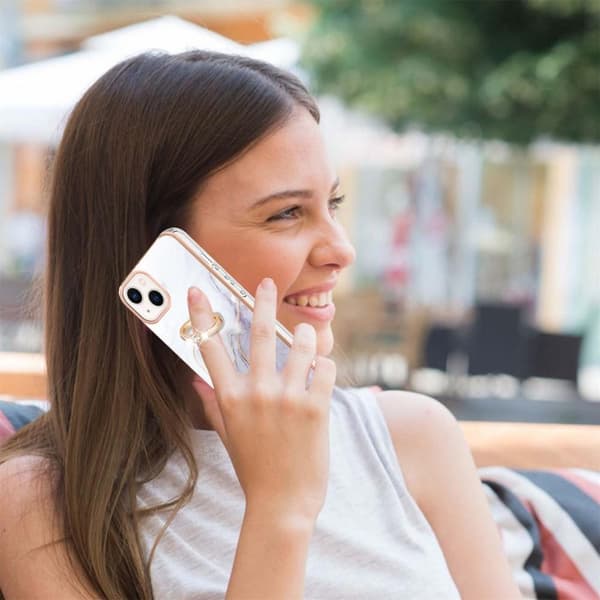 SKALO iPhone 14 Marmor TPU Cover med ring - #3