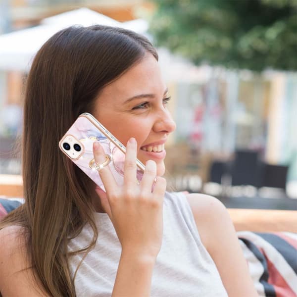 SKALO iPhone 14 Marmor TPU Cover med ring - #2