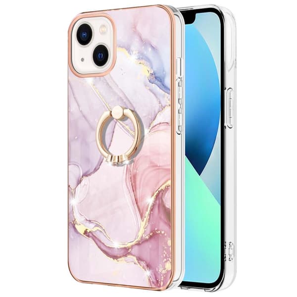 SKALO iPhone 14 Marmor TPU Cover med ring - #2
