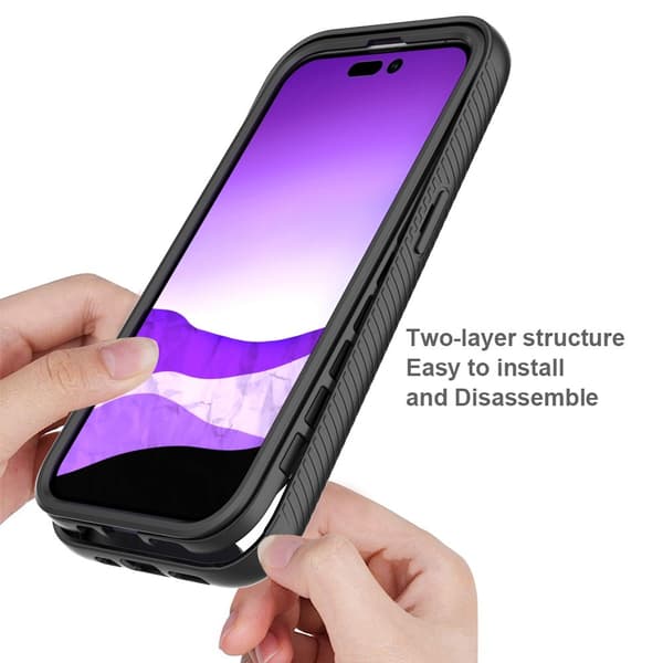 SKALO iPhone 14 Pro Stødsikker Clear Hybrid Cover - Sort