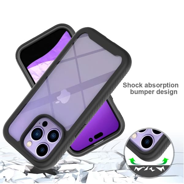 SKALO iPhone 14 Pro Stødsikker Clear Hybrid Cover - Sort