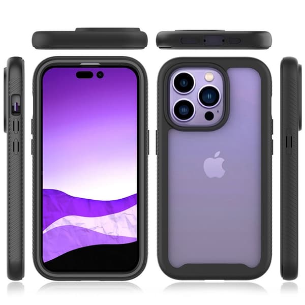 SKALO iPhone 14 Pro Stødsikker Clear Hybrid Cover - Sort