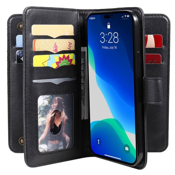 SKALO iPhone 14 Pro 10-RUM Flip Cover - Sort