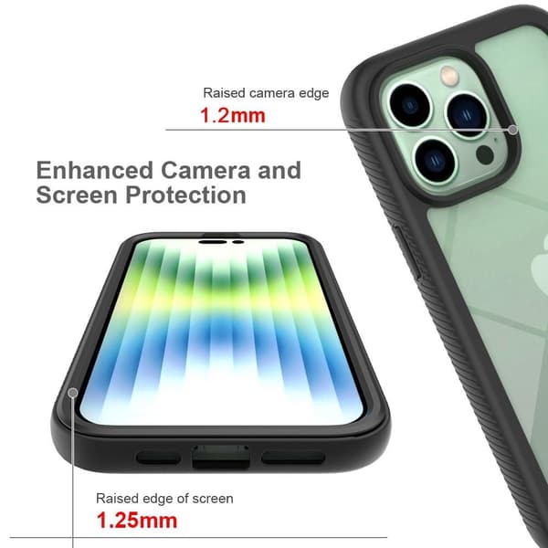 SKALO iPhone 14 Plus Stødsikker Clear Hybrid Cover - Sort