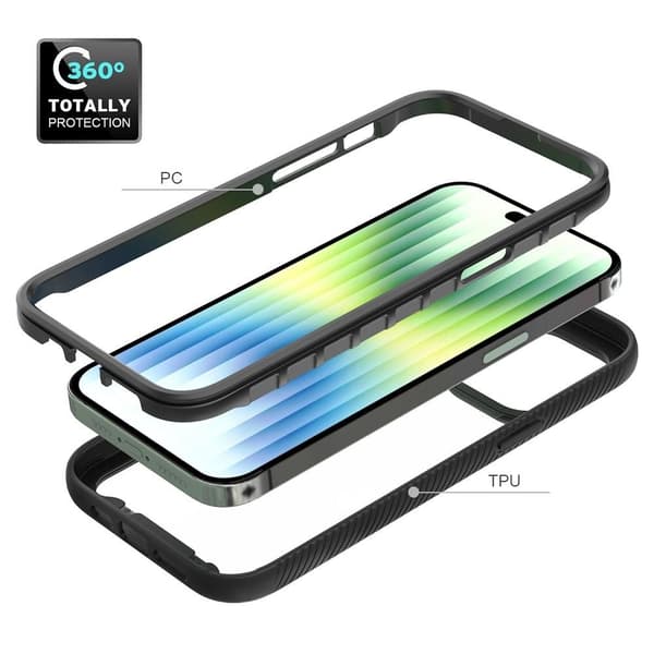 SKALO iPhone 14 Plus Stødsikker Clear Hybrid Cover - Sort