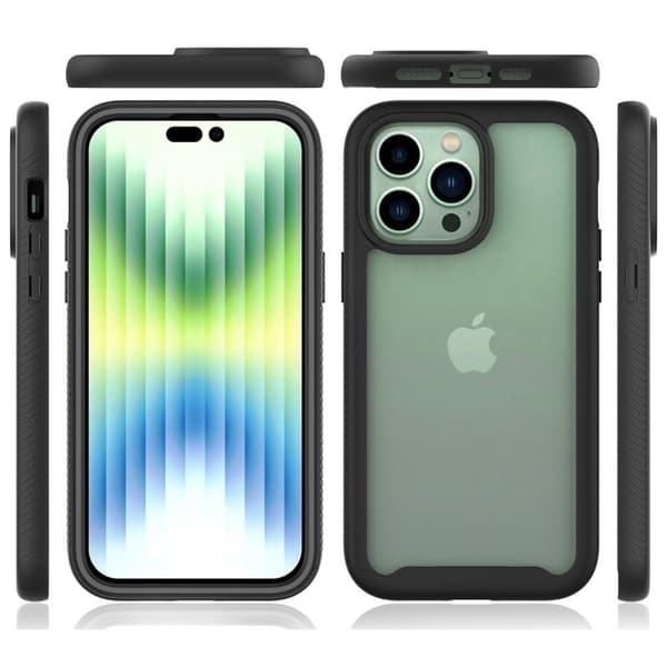 SKALO iPhone 14 Plus Stødsikker Clear Hybrid Cover - Sort