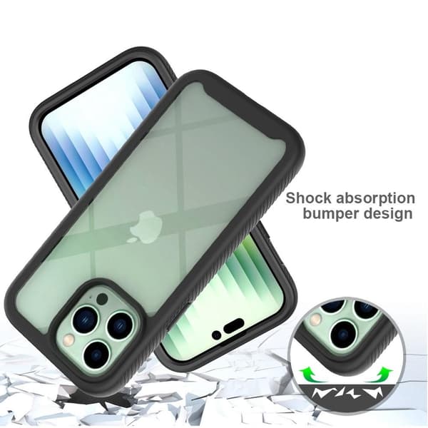 SKALO iPhone 14 Plus Stødsikker Clear Hybrid Cover - Sort