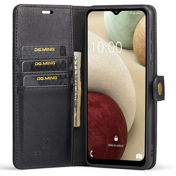 DG MING Samsung A04s 4G 2-in-1 magneetti lompakkokotelo - Musta