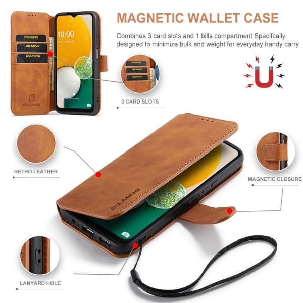 DG MING Samsung A04s 4G Premium Cut Tegnebog Etui - Brun