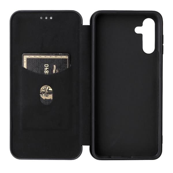 SKALO Samsung A04s 4G Carbon Fiber Lompakkokotelo - Musta