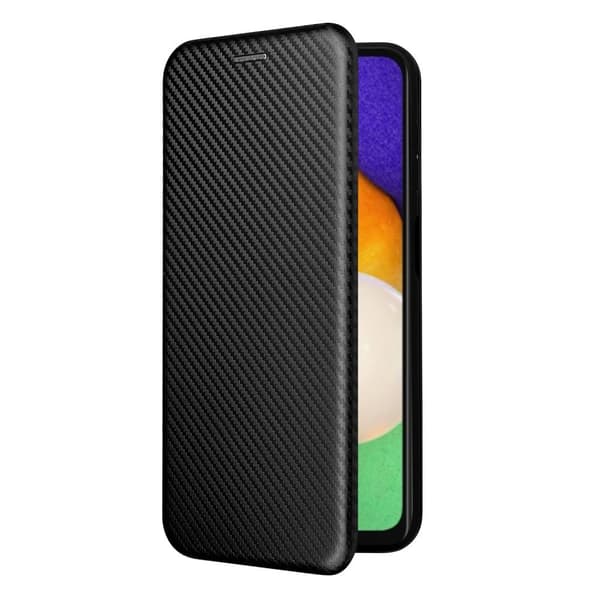 SKALO Samsung A04s 4G Carbon Fiber Lompakkokotelo - Musta