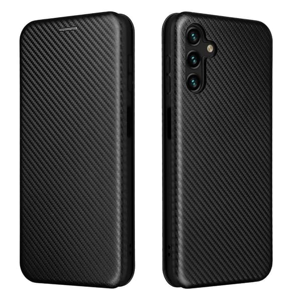SKALO Samsung A04s 4G Carbon Fiber Lompakkokotelo - Musta