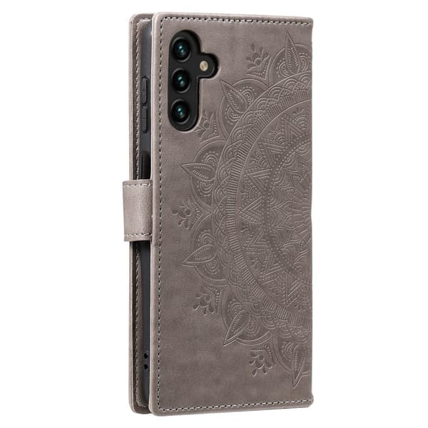 SKALO Samsung A04s 4G Mandala lompakkokotelo - Harmaa
