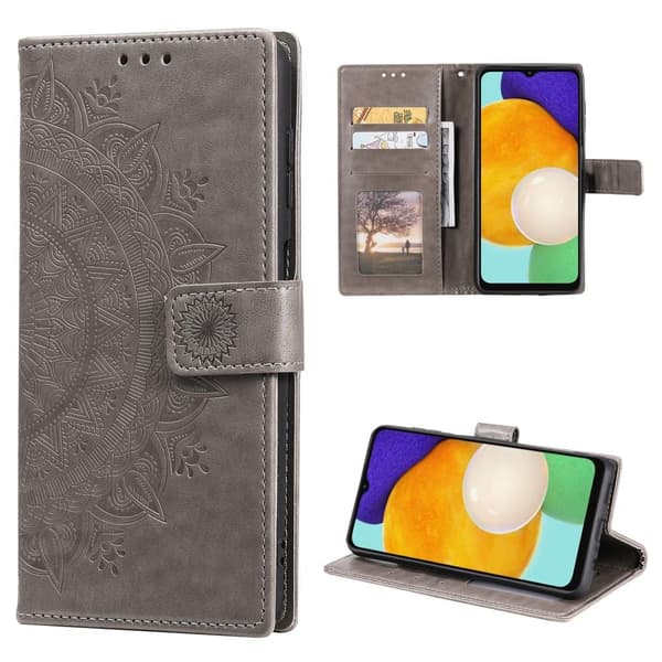 SKALO Samsung A04s 4G Mandala lompakkokotelo - Harmaa