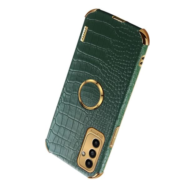 SKALO Samsung A04s 4G Crocodile Guldkant Cover - Grøn