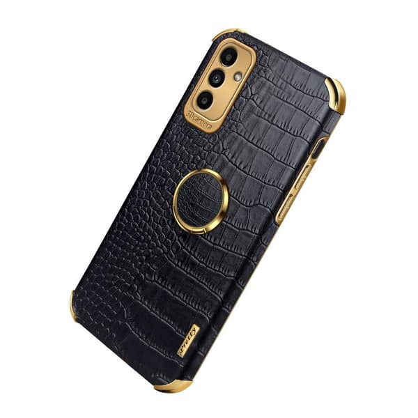 SKALO Samsung A04s 4G Crocodile Guldkant Cover - Grøn
