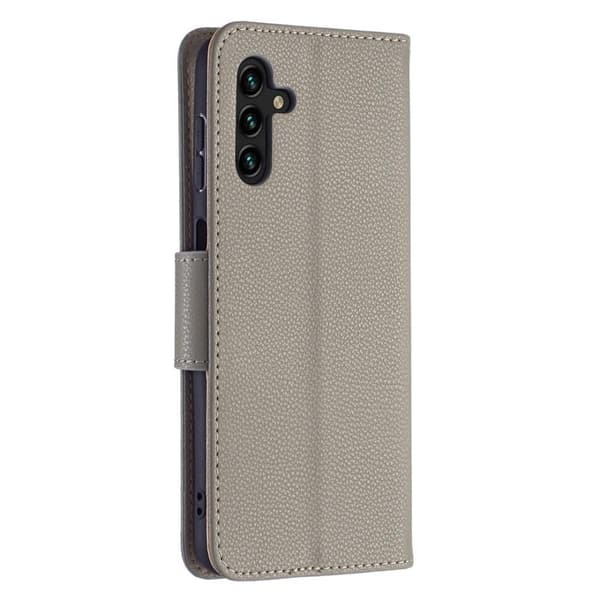 SKALO Samsung A04s 4G Premium Litchi Lompakkokotelo - Harmaa