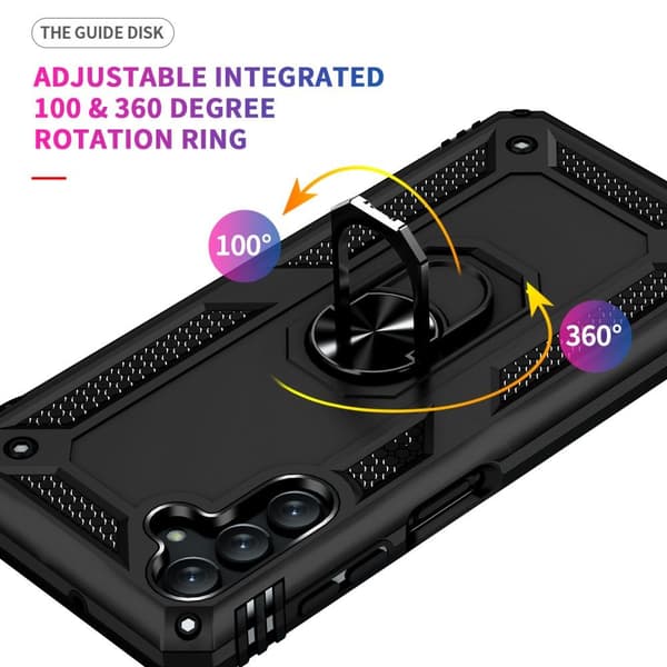 SKALO Samsung A04s 4G Armor Hybrid Metallring skal - Svart