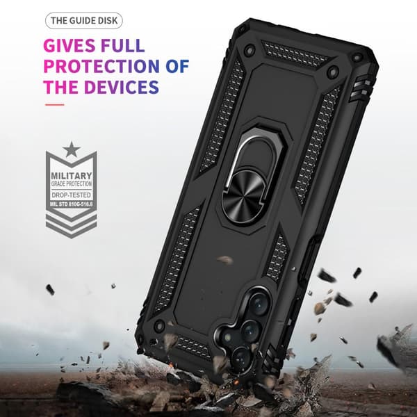 SKALO Samsung A04s 4G Armor Hybrid Metallring skal - Svart