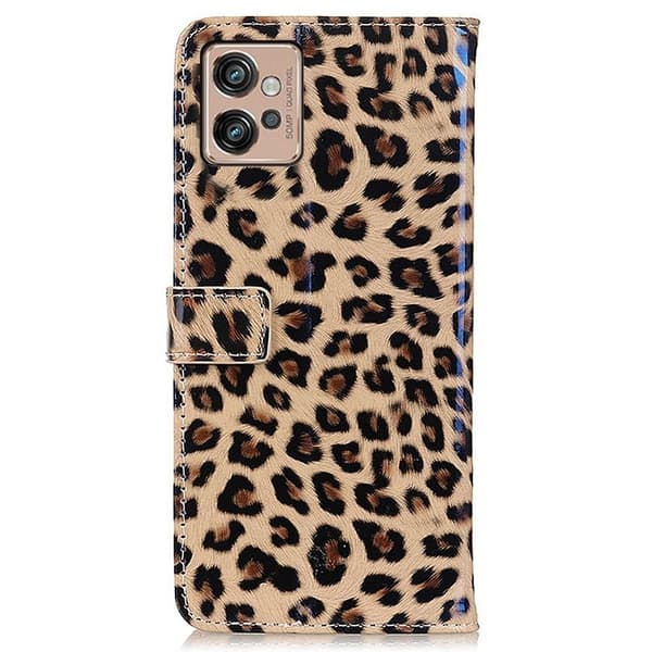SKALO Motorola Moto G32 4G Leopard mönstrad Plånboksfodral i PU Läder