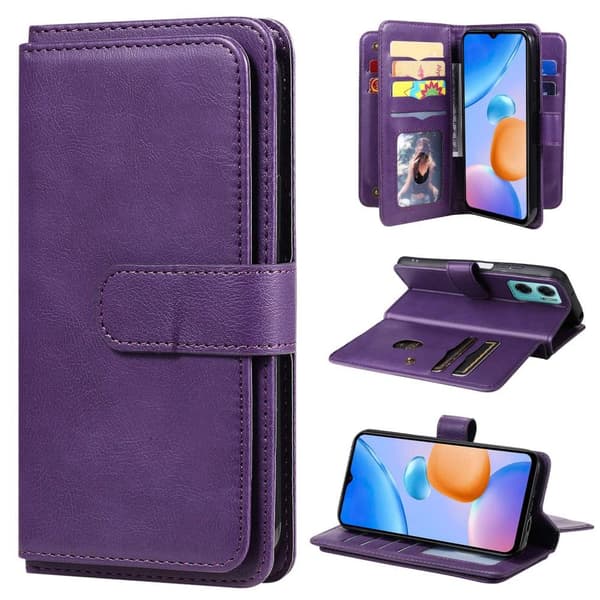 SKALO Xiaomi Redmi 10 5G 10-lokeroa Lompakkokotelo - Violetti
