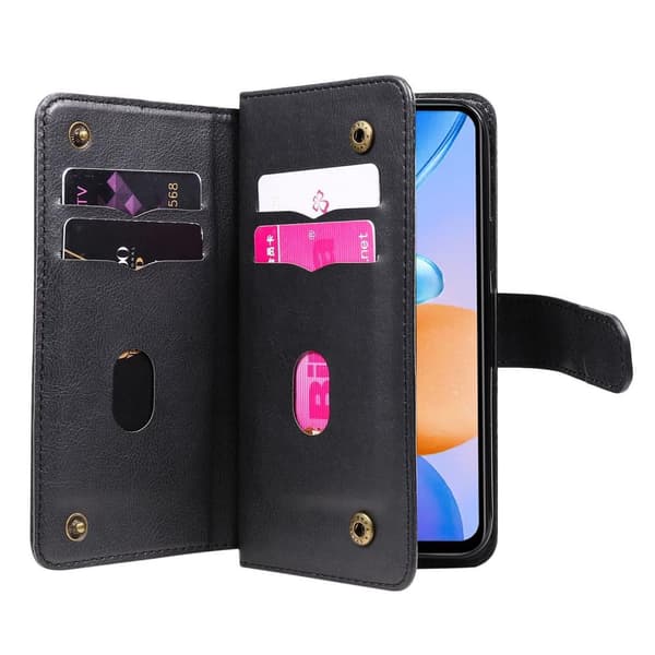 SKALO Xiaomi Redmi 10 5G 10-FACK Plånboksfodral - Svart