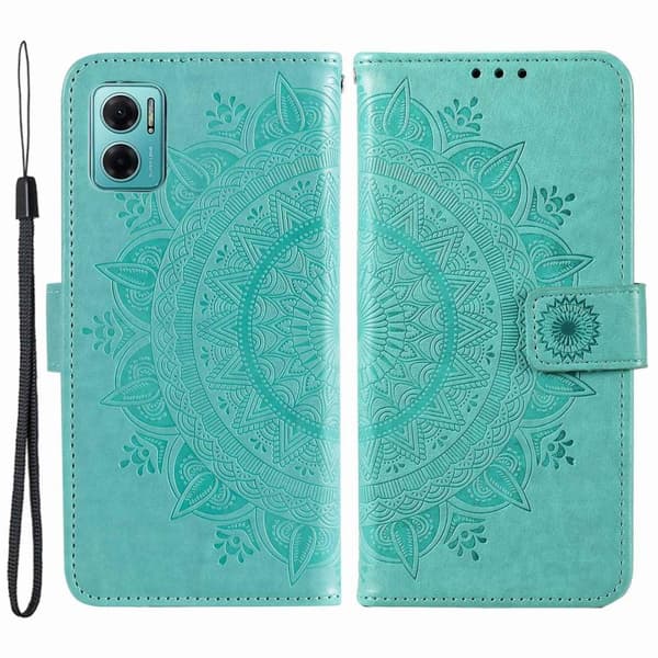 SKALO Xiaomi Redmi 10 5G Mandala lompakkokotelo - Turkoosi