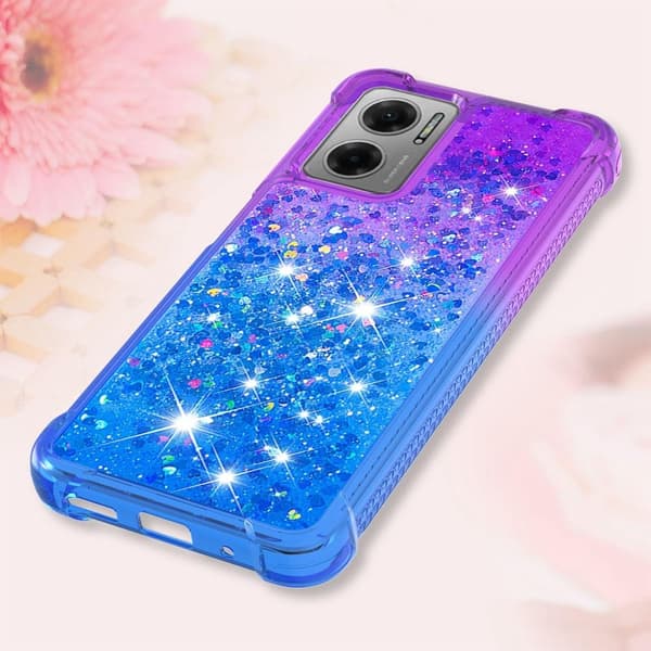 SKALO Xiaomi Redmi 10 5G Kvicksand Glitter Hjärtan TPU-skal - Lila-Blå