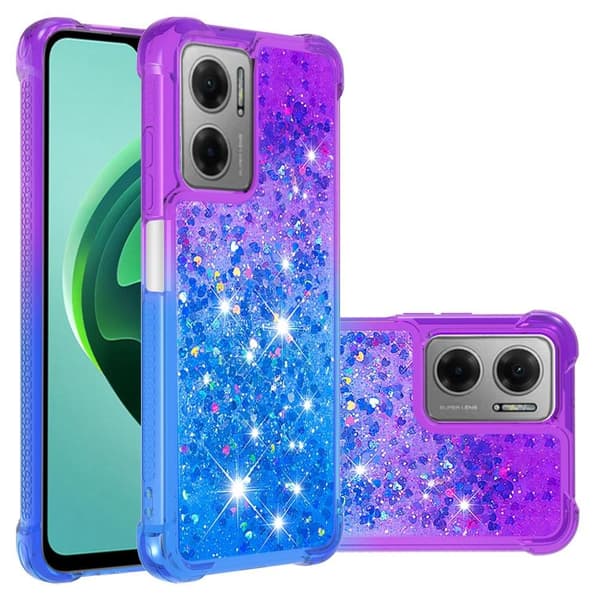 SKALO Xiaomi Redmi 10 5G Kvicksand Glitter Hjärtan TPU-skal - Lila-Blå