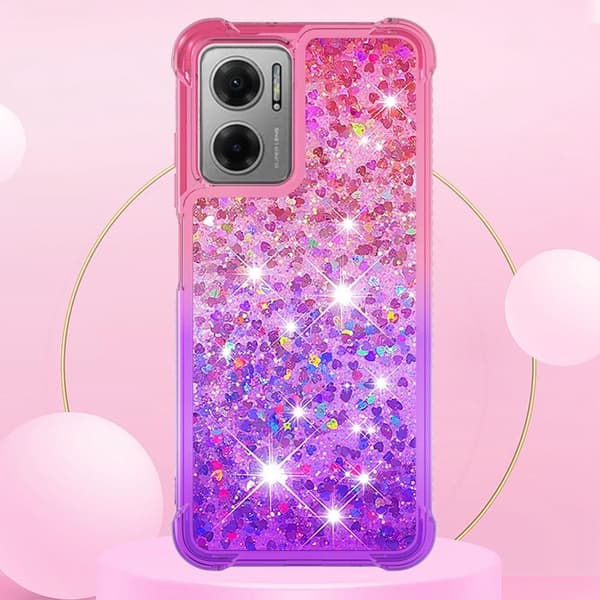 SKALO Xiaomi Redmi 10 5G Kvicksand Glitter Hjärtan TPU-skal - Rosa-Lila