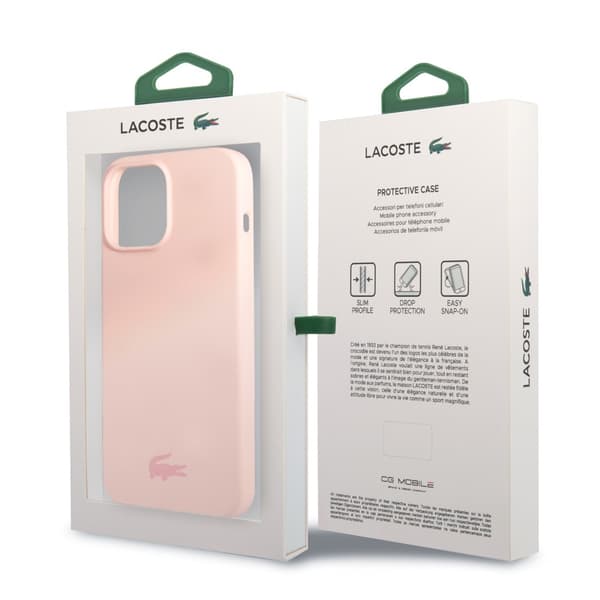 Lacoste iPhone 13 Pro Cover Liquid Silicone Glossy Logo Lyserød