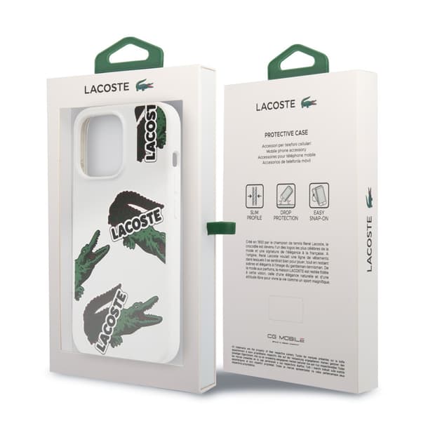 Lacoste iPhone 13 Pro Cover Liquid Silicone Allover Pattern Hvid