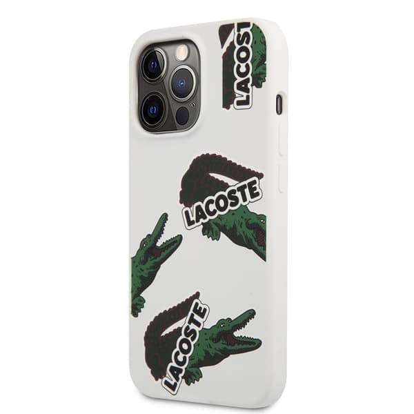 Lacoste iPhone 13 Pro Cover Liquid Silicone Allover Pattern Hvid