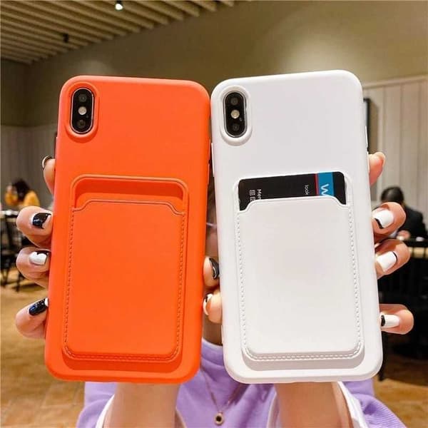 iPhone X / XS gummieret stødsikker etui med væske til kortrum