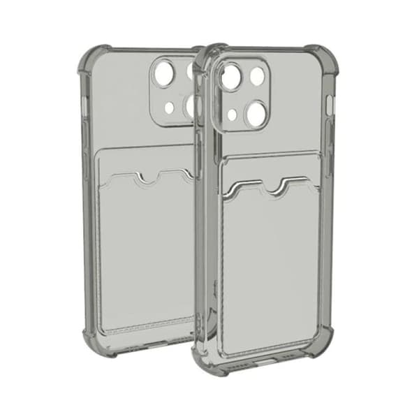 iPhone 13 Stöttåligt Skal med Korthållare - Grå