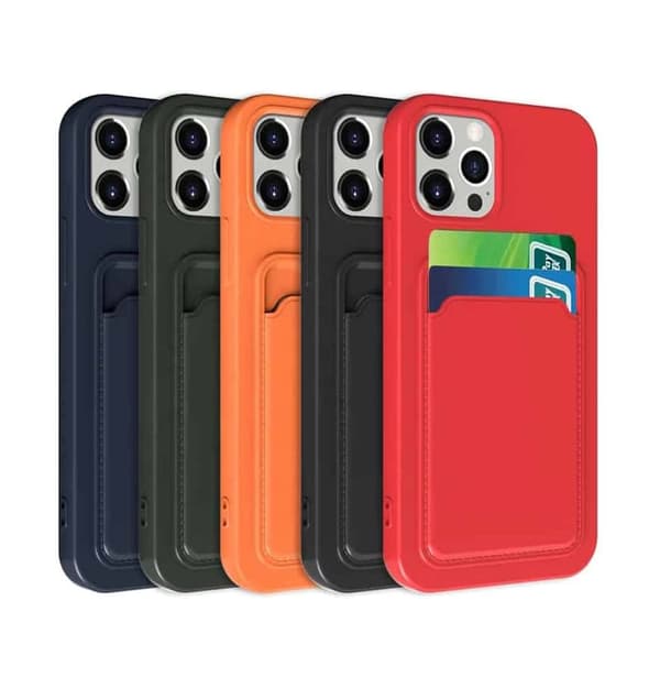 iPhone 13 Silikonskal med Korthållare - Svart