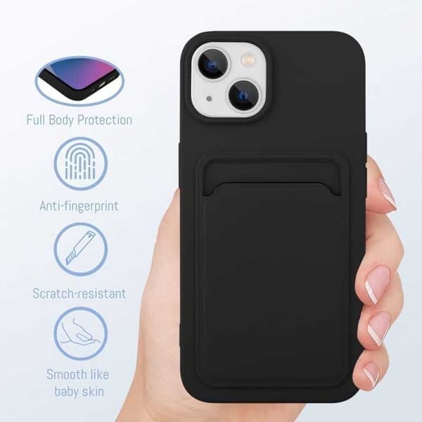 iPhone 13 Gummibelagd Stöttåligt Skal med Kortfack Liquid