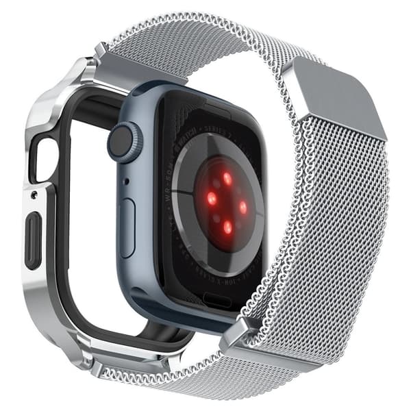 Spigen Apple Watch 40mm Skal med Armband Metal Fit Pro Silver