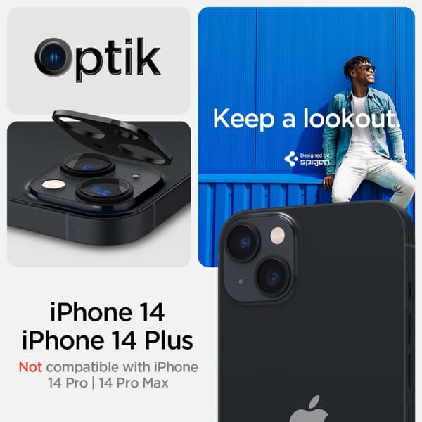 Spigen iPhone 14/iPhone 14 Plus Kamerabeskytter Glas.tR Optik 2-pak Sort