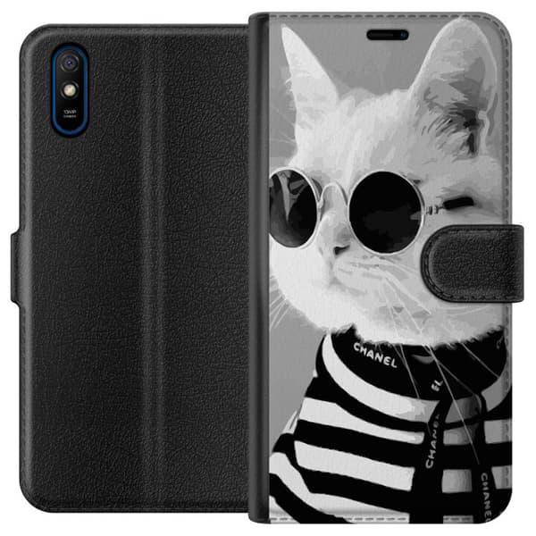 Xiaomi Redmi 9A Tegnebogsetui Fancy Kat