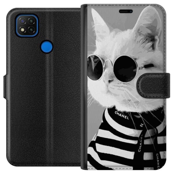 Xiaomi Redmi 9C Tegnebogsetui Fancy Kat
