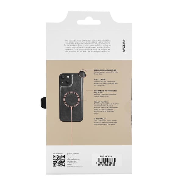BUFFALO 2in1 Wallet 3 card iPhone 13 / 14 6,1" Black